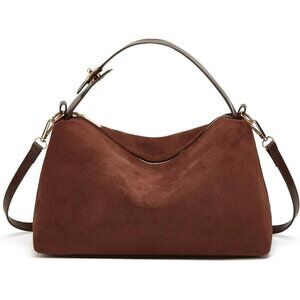🔥  Obosoyo Faux Suede Women Brown Trendy Pillow Retro Fall Winter Shoulder Bag